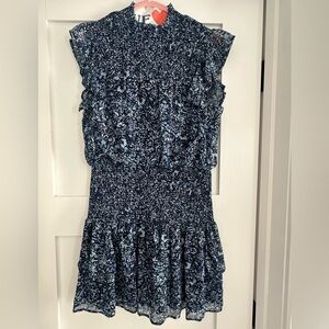 Aqua Navy Floral Dress
